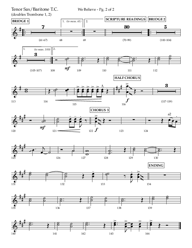 We Believe (Choral Anthem SATB) Tenor Sax/Baritone T.C. (Lifeway Choral / Arr. Danny Zaloudik)