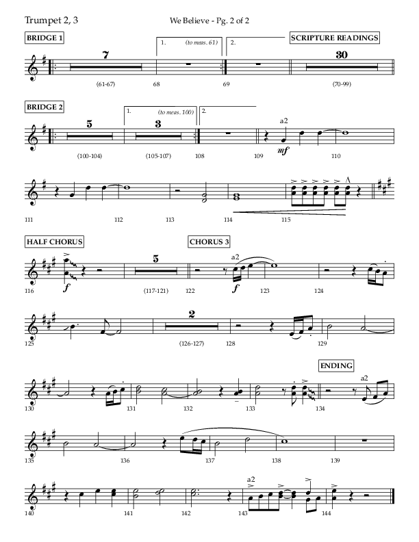 We Believe (Choral Anthem SATB) Trumpet 2/3 (Lifeway Choral / Arr. Danny Zaloudik)