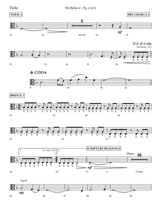We Believe (Choral Anthem SATB) Viola (Lifeway Choral / Arr. Danny Zaloudik)