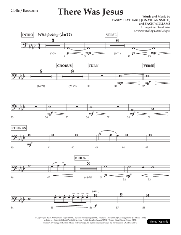 There Was Jesus (Choral Anthem SATB) Cello (Lifeway Choral / Arr. David Wise / Orch. David Shipps)
