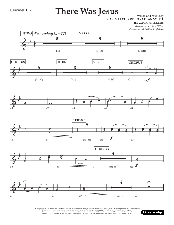 There Was Jesus (Choral Anthem SATB) Clarinet 1/2 (Lifeway Choral / Arr. David Wise / Orch. David Shipps)