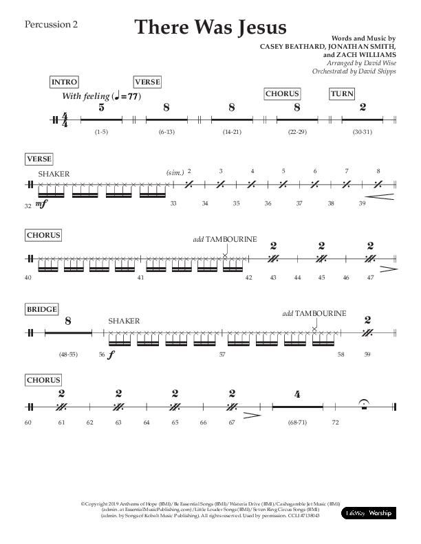 There Was Jesus (Choral Anthem SATB) Percussion 1/2 (Lifeway Choral / Arr. David Wise / Orch. David Shipps)
