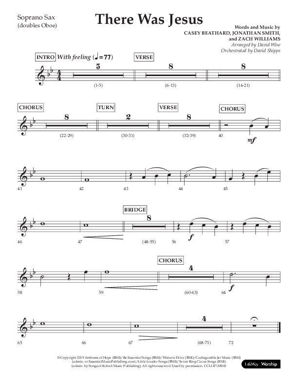 There Was Jesus (Choral Anthem SATB) Soprano Sax (Lifeway Choral / Arr. David Wise / Orch. David Shipps)