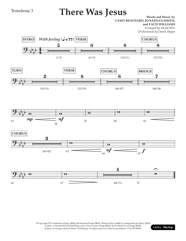 There Was Jesus (Choral Anthem SATB) Trombone 3 (Lifeway Choral / Arr. David Wise / Orch. David Shipps)