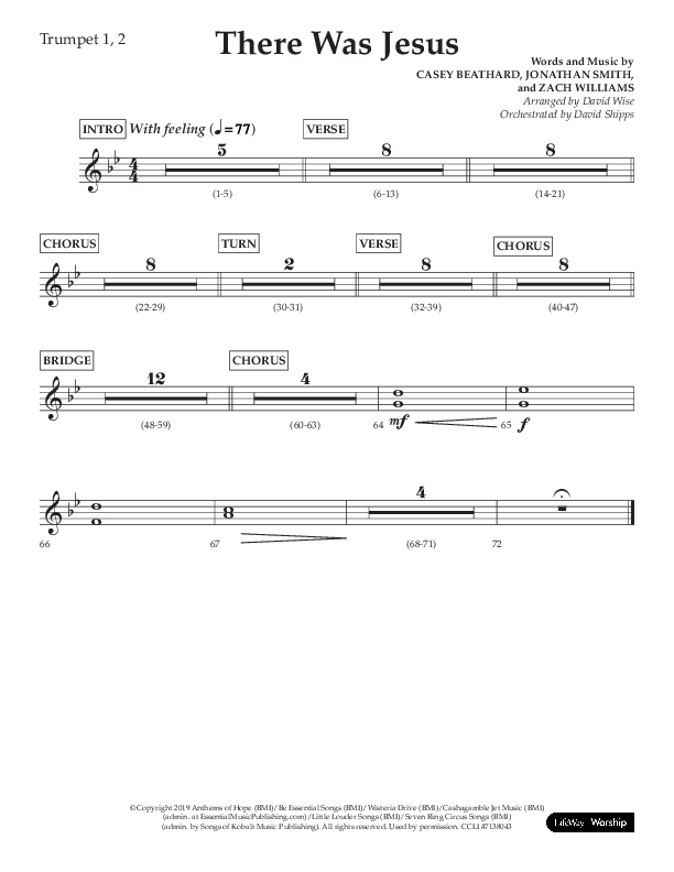 There Was Jesus (Choral Anthem SATB) Trumpet 1,2 (Lifeway Choral / Arr. David Wise / Orch. David Shipps)