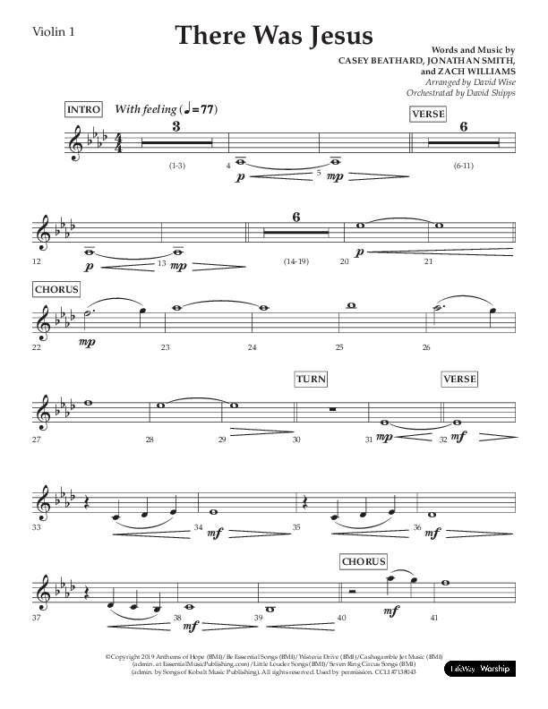 There Was Jesus (Choral Anthem SATB) Violin 1 (Lifeway Choral / Arr. David Wise / Orch. David Shipps)