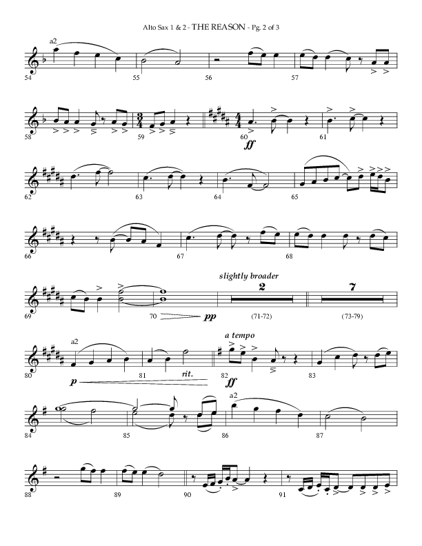 The Reason (Choral Anthem SATB) Alto Sax (Lifeway Choral / Arr. Phillip Keveren)