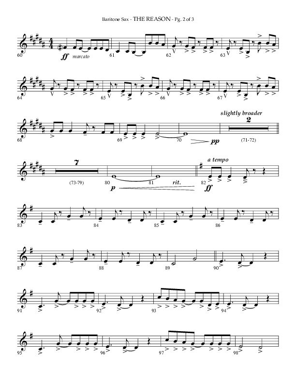 The Reason (Choral Anthem SATB) Bari Sax (Lifeway Choral / Arr. Phillip Keveren)