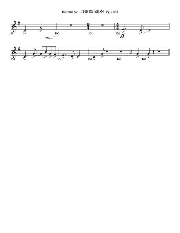 The Reason (Choral Anthem SATB) Bari Sax (Lifeway Choral / Arr. Phillip Keveren)