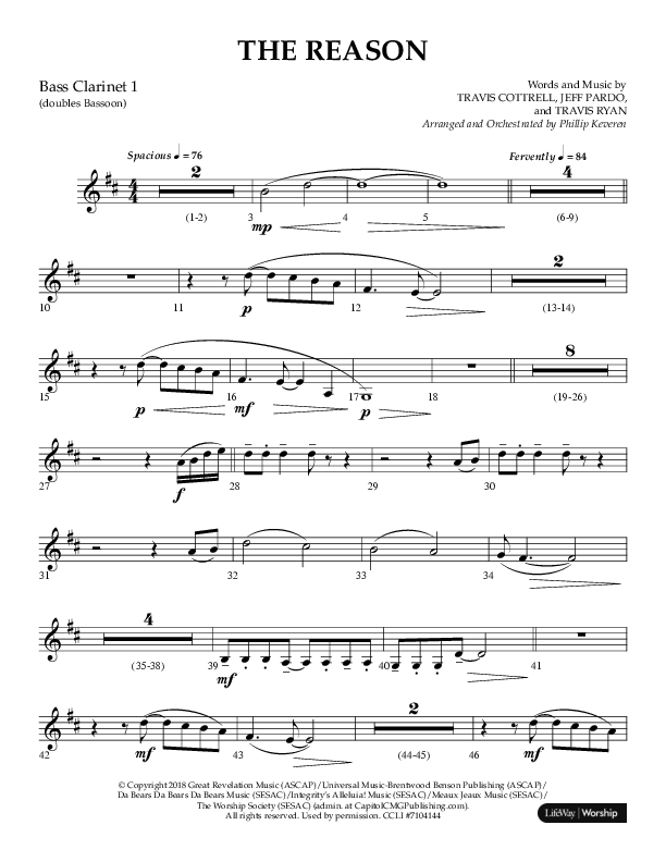 The Reason (Choral Anthem SATB) Bass Clarinet (Lifeway Choral / Arr. Phillip Keveren)