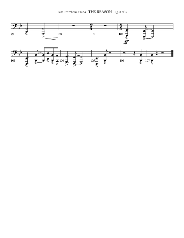 The Reason (Choral Anthem SATB) Bass Trombone, Tuba (Lifeway Choral / Arr. Phillip Keveren)