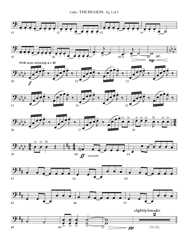 The Reason (Choral Anthem SATB) Cello (Lifeway Choral / Arr. Phillip Keveren)