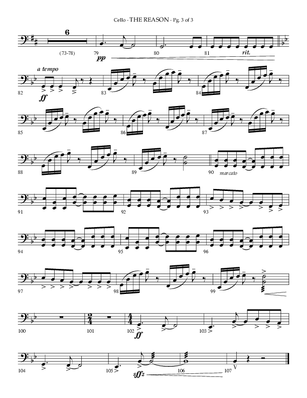 The Reason (Choral Anthem SATB) Cello (Lifeway Choral / Arr. Phillip Keveren)