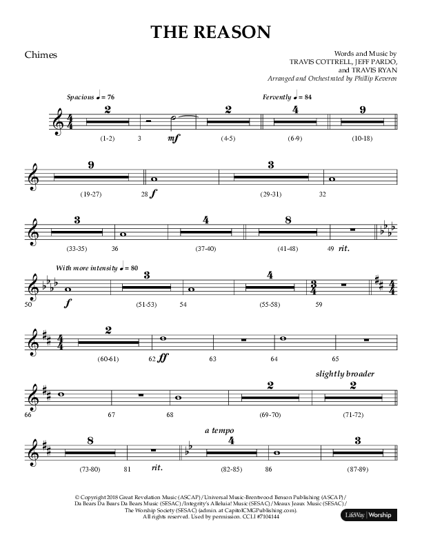 The Reason (Choral Anthem SATB) Chimes (Lifeway Choral / Arr. Phillip Keveren)