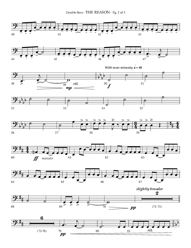 The Reason (Choral Anthem SATB) Double Bass (Lifeway Choral / Arr. Phillip Keveren)