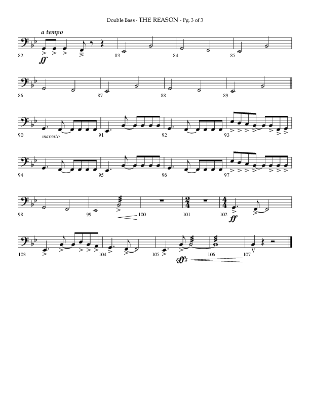 The Reason (Choral Anthem SATB) Double Bass (Lifeway Choral / Arr. Phillip Keveren)