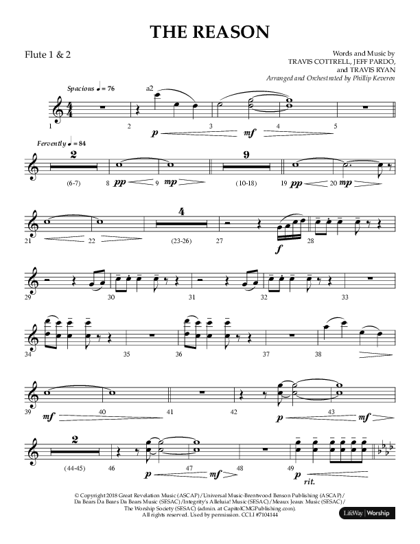 The Reason (Choral Anthem SATB) Flute 1/2 (Lifeway Choral / Arr. Phillip Keveren)
