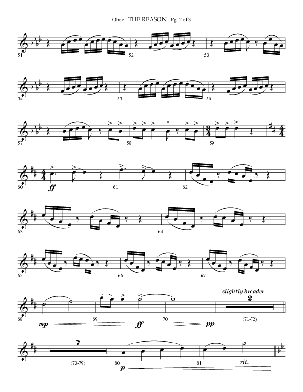 The Reason (Choral Anthem SATB) Oboe (Lifeway Choral / Arr. Phillip Keveren)