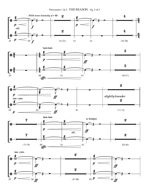 The Reason (Choral Anthem SATB) Percussion 1/2 (Lifeway Choral / Arr. Phillip Keveren)