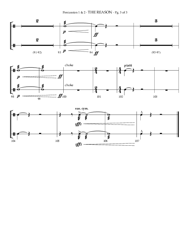 The Reason (Choral Anthem SATB) Percussion 1/2 (Lifeway Choral / Arr. Phillip Keveren)