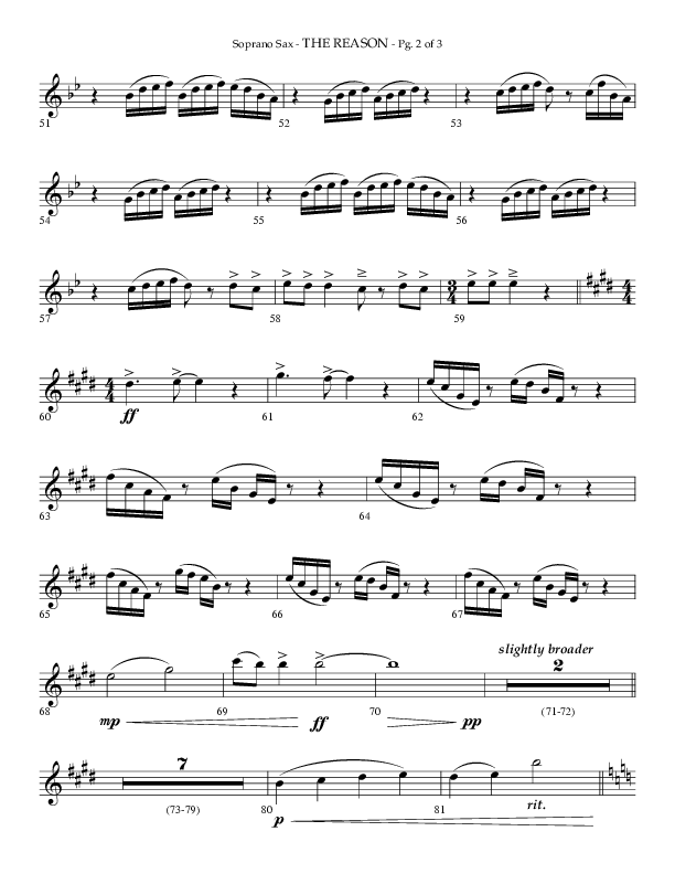 The Reason (Choral Anthem SATB) Soprano Sax (Lifeway Choral / Arr. Phillip Keveren)