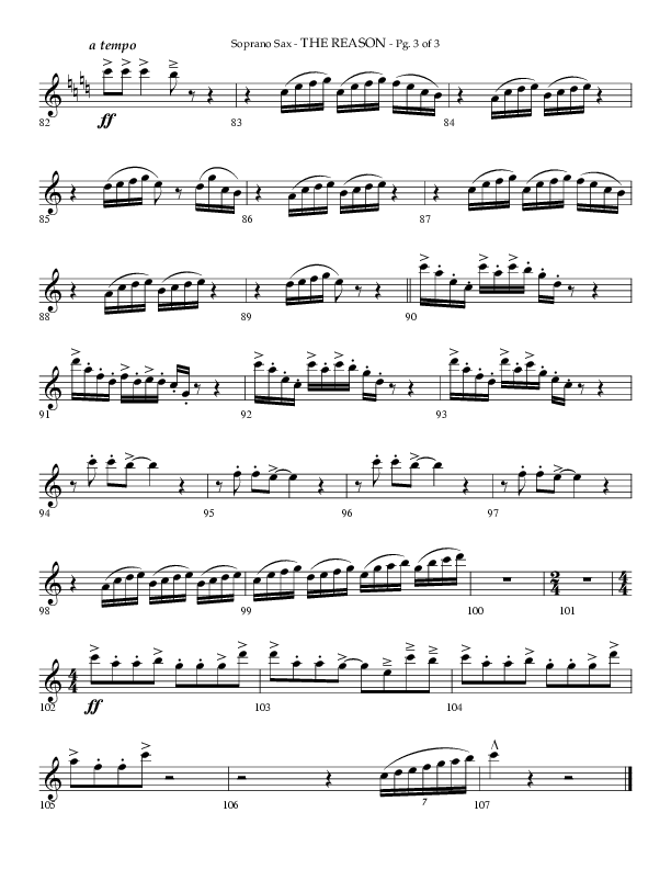 The Reason (Choral Anthem SATB) Soprano Sax (Lifeway Choral / Arr. Phillip Keveren)