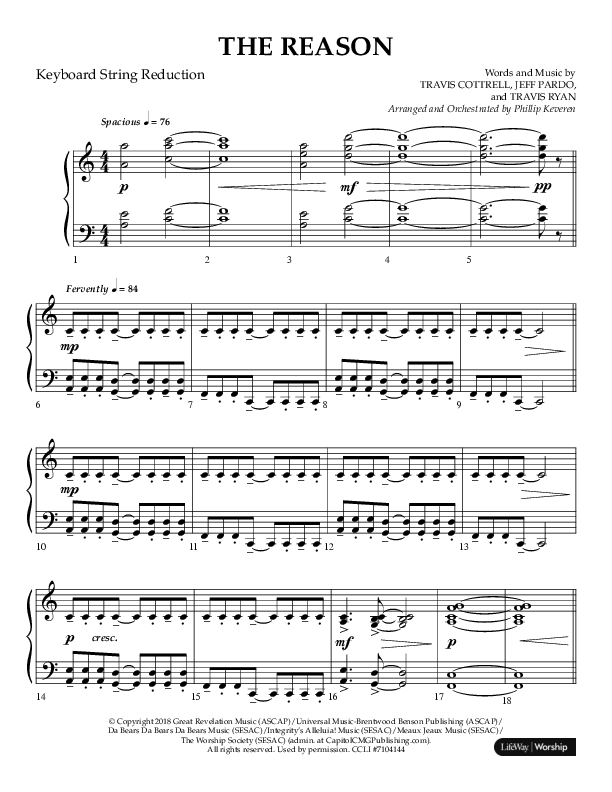 The Reason (Choral Anthem SATB) String Reduction (Lifeway Choral / Arr. Phillip Keveren)