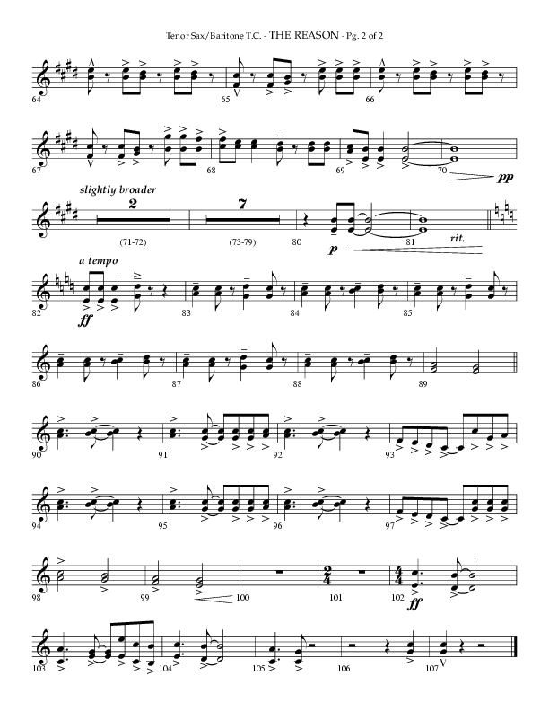 The Reason (Choral Anthem SATB) Tenor Sax/Baritone T.C. (Lifeway Choral / Arr. Phillip Keveren)