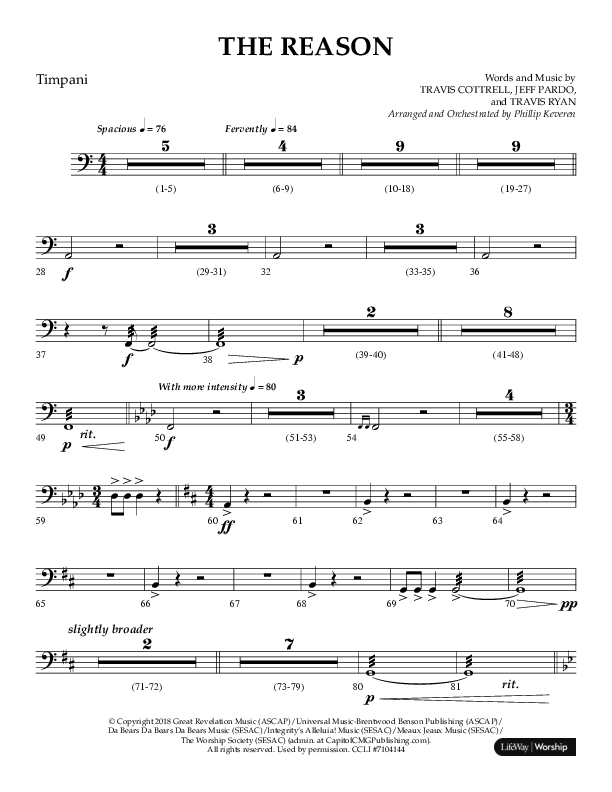 The Reason (Choral Anthem SATB) Timpani (Lifeway Choral / Arr. Phillip Keveren)