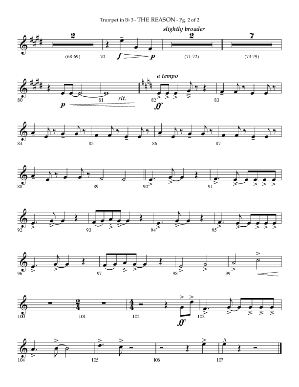 The Reason (Choral Anthem SATB) Trumpet 3 (Lifeway Choral / Arr. Phillip Keveren)