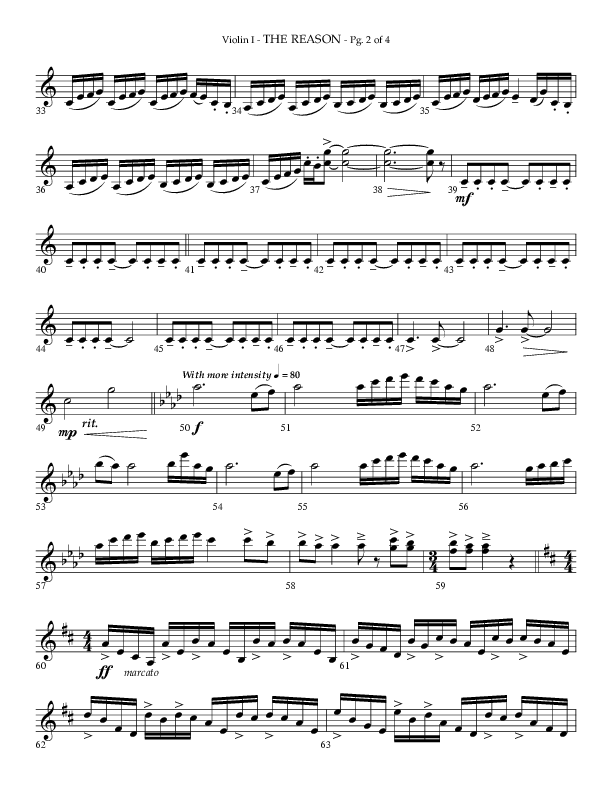 The Reason (Choral Anthem SATB) Violin 1 (Lifeway Choral / Arr. Phillip Keveren)