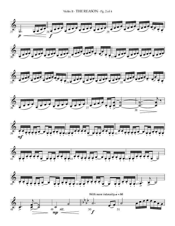 The Reason (Choral Anthem SATB) Violin 2 (Lifeway Choral / Arr. Phillip Keveren)