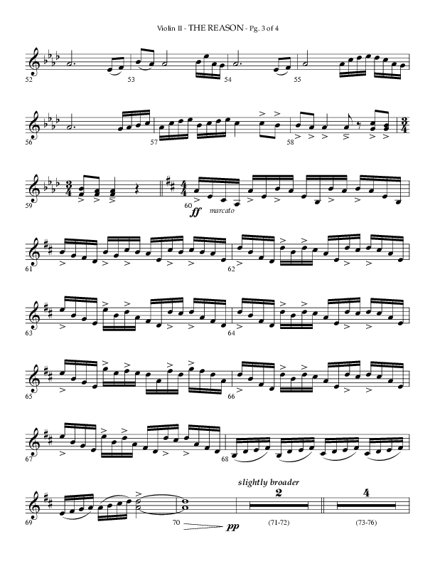 The Reason (Choral Anthem SATB) Violin 2 (Lifeway Choral / Arr. Phillip Keveren)