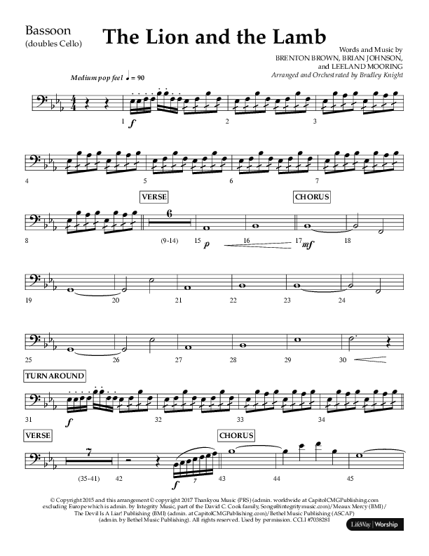 The Lion And The Lamb (Choral Anthem SATB) Bassoon (Lifeway Choral / Arr. Bradley Knight)