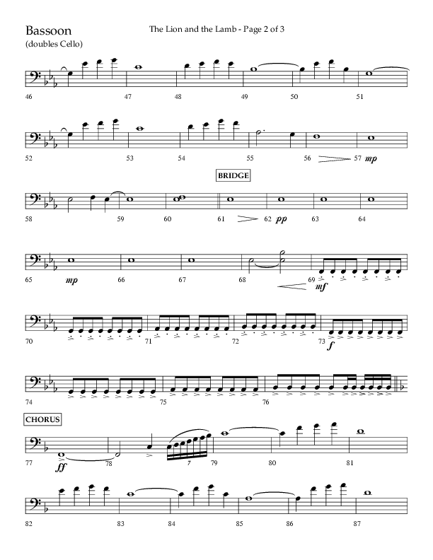 The Lion And The Lamb (Choral Anthem SATB) Bassoon (Lifeway Choral / Arr. Bradley Knight)