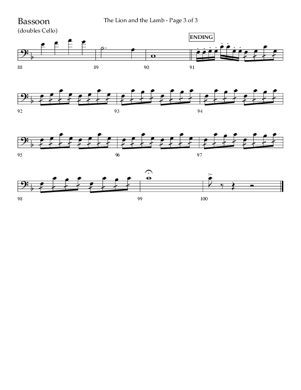 The Lion And The Lamb (Choral Anthem SATB) Bassoon (Lifeway Choral / Arr. Bradley Knight)