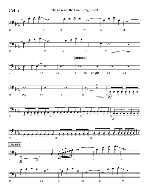 The Lion And The Lamb (Choral Anthem SATB) Cello (Lifeway Choral / Arr. Bradley Knight)