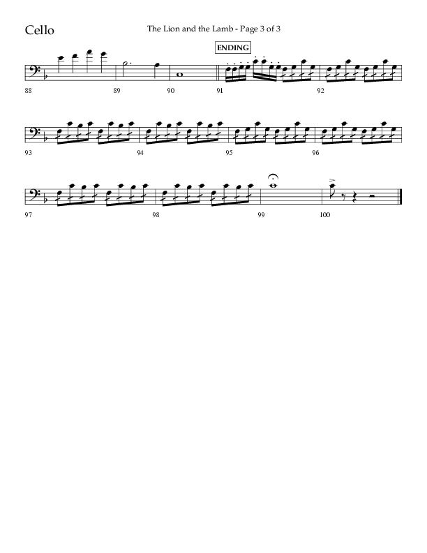 The Lion And The Lamb (Choral Anthem SATB) Cello (Lifeway Choral / Arr. Bradley Knight)