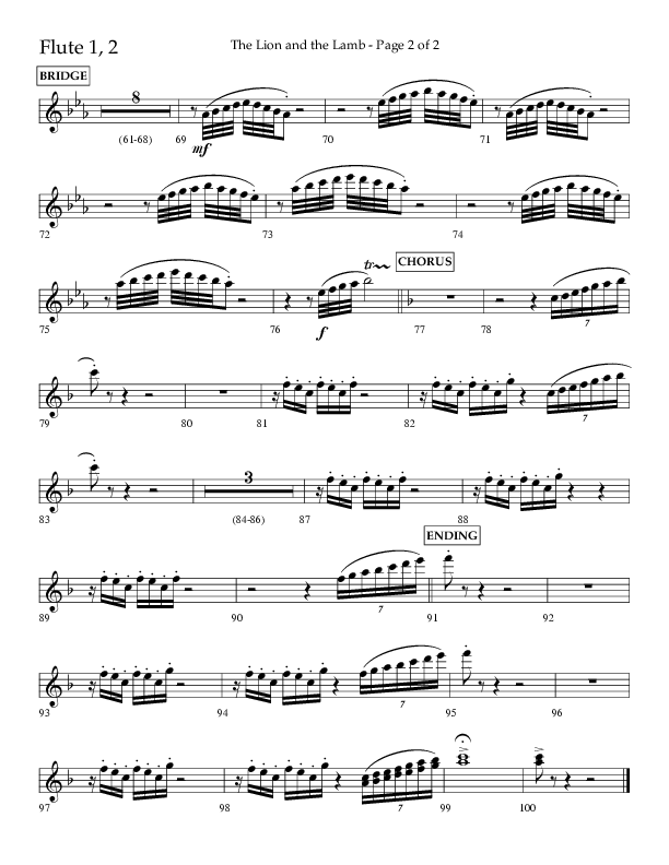 The Lion And The Lamb (Choral Anthem SATB) Flute 1/2 (Lifeway Choral / Arr. Bradley Knight)