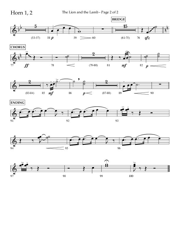 The Lion And The Lamb (Choral Anthem SATB) French Horn 1/2 (Lifeway Choral / Arr. Bradley Knight)