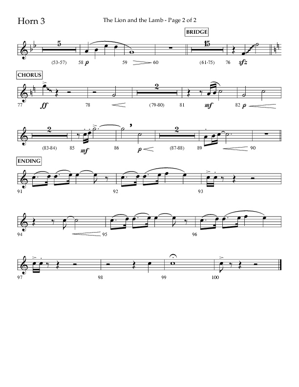 The Lion And The Lamb (Choral Anthem SATB) French Horn 3 (Lifeway Choral / Arr. Bradley Knight)
