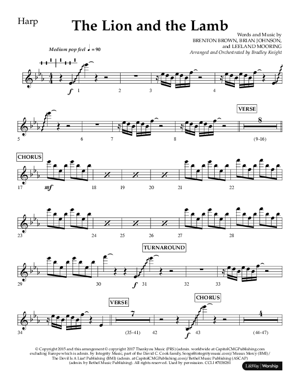 The Lion And The Lamb (Choral Anthem SATB) Harp (Lifeway Choral / Arr. Bradley Knight)