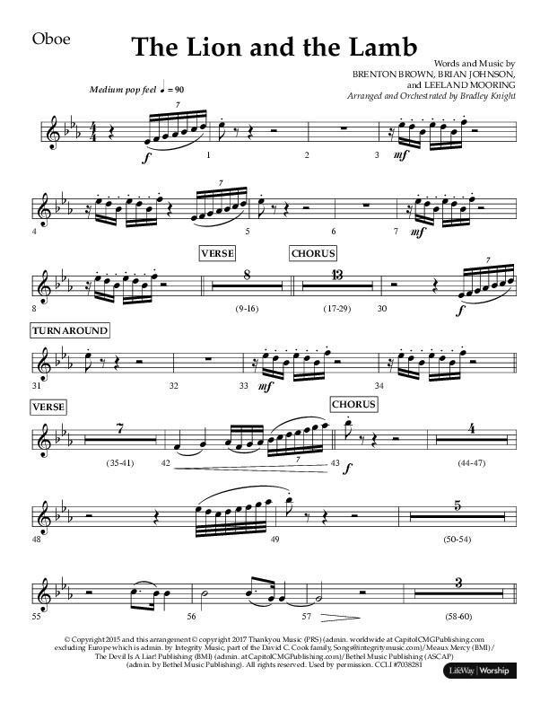 The Lion And The Lamb (Choral Anthem SATB) Oboe (Lifeway Choral / Arr. Bradley Knight)