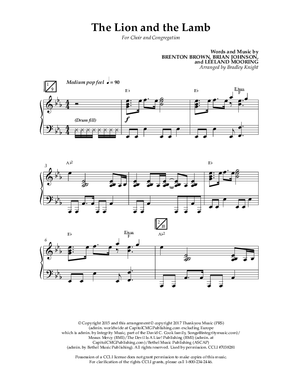 The Lion And The Lamb (Choral Anthem SATB) Anthem (SATB/Piano) (Lifeway Choral / Arr. Bradley Knight)
