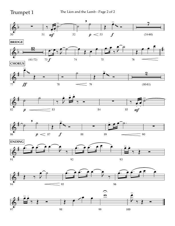 The Lion And The Lamb (Choral Anthem SATB) Trumpet 1 (Lifeway Choral / Arr. Bradley Knight)