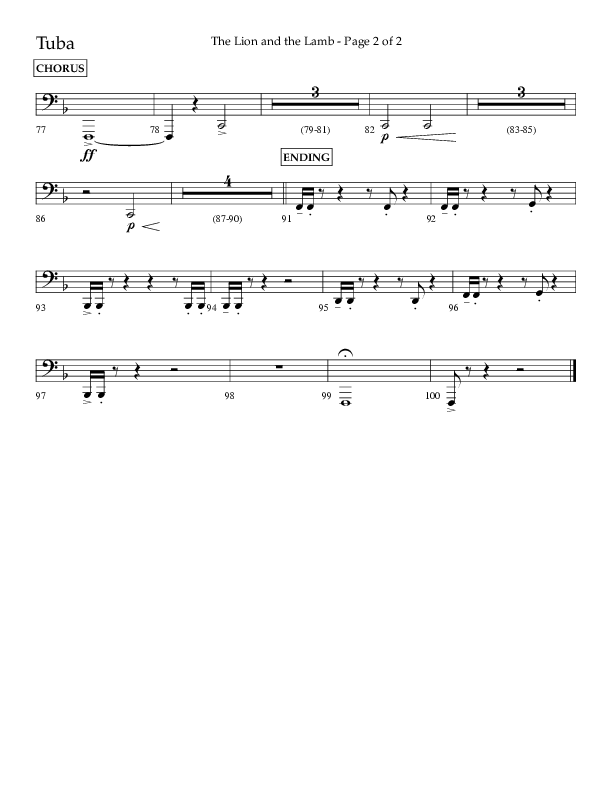The Lion And The Lamb (Choral Anthem SATB) Tuba (Lifeway Choral / Arr. Bradley Knight)