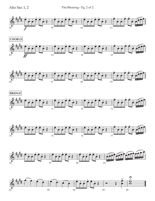 The Blessing (Choral Anthem SATB) Alto Sax 1/2 (Lifeway Choral / Arr. Jared Haschek)