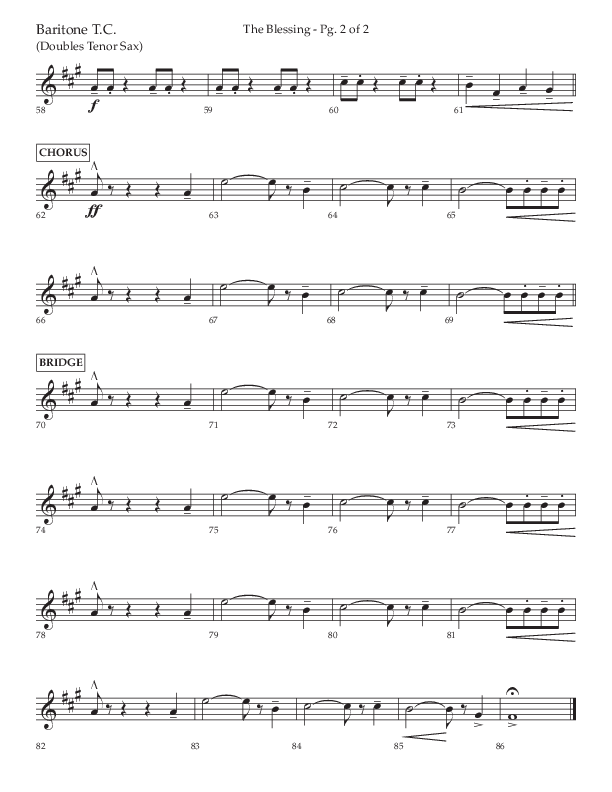 The Blessing (Choral Anthem SATB) Baritone TC (Lifeway Choral / Arr. Jared Haschek)
