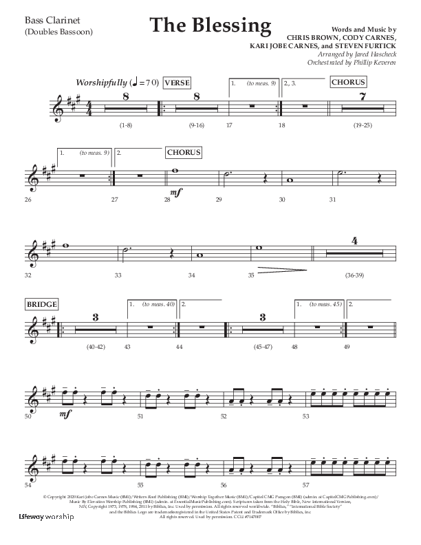 The Blessing (Choral Anthem SATB) Bass Clarinet (Lifeway Choral / Arr. Jared Haschek)