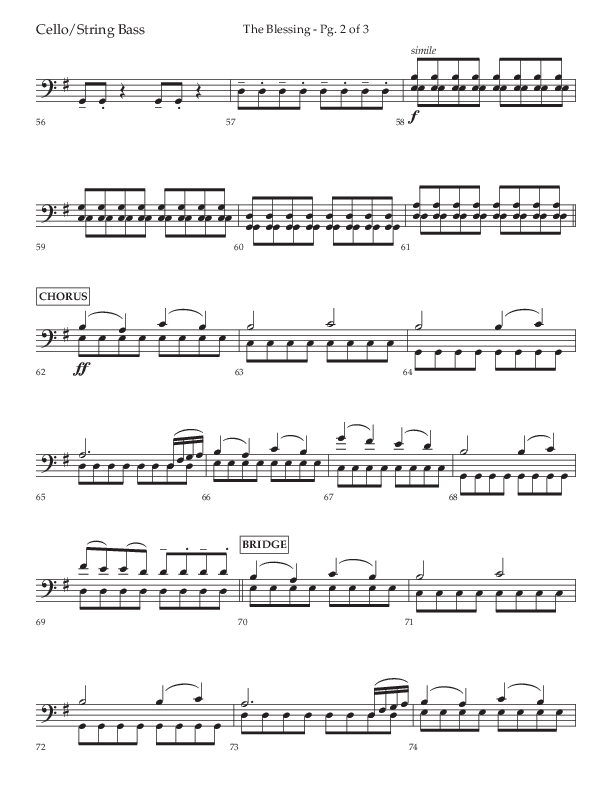 The Blessing (Choral Anthem SATB) Cello/Bass (Lifeway Choral / Arr. Jared Haschek)